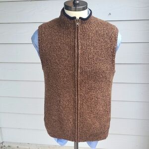 PENDLETON‎ Tan Brown Knit Washable Wool Medium Mens Full Zip Vest
